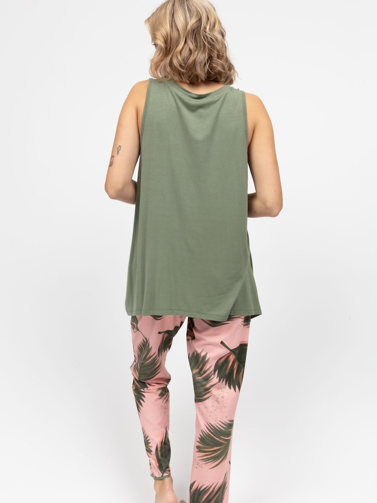 Cyberjammies Jersey Top and Salmon Leaf Jersey Pyjama Bottoms - صورة 2 من 2