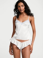 Victoria's Secret Coconut White Satin Lace Trim Cami Set - Image 1 of 2