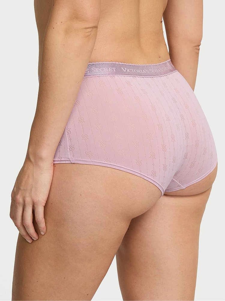 Victoria's Secret Violet Pearl Purple Short Logo Pointelle Knickers - Image 2 of 3
