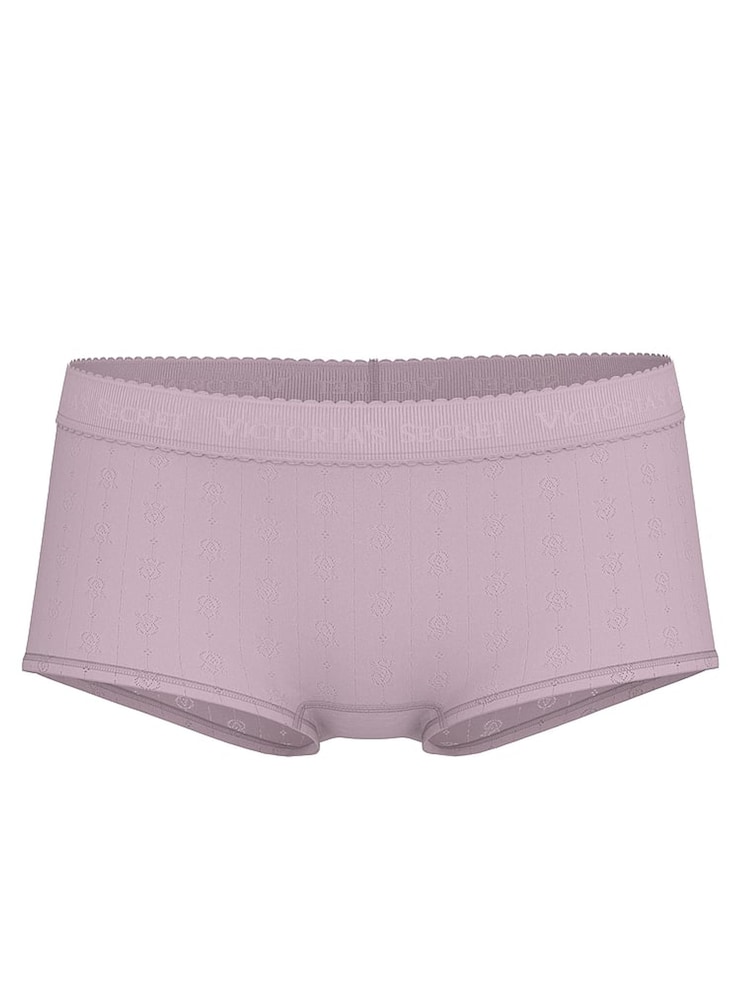 Victoria's Secret Violet Pearl Purple Short Logo Pointelle Knickers - Image 3 of 3