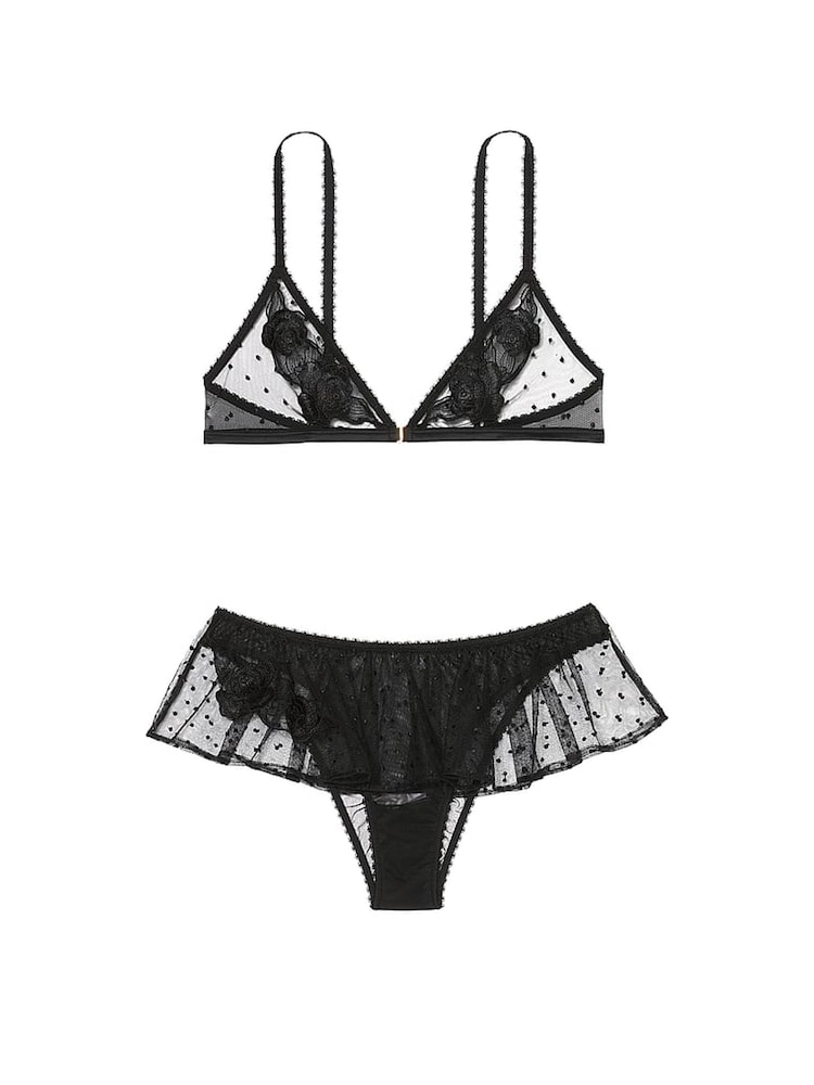 Zwart - Victoria's Secret set van doorschijnende bralette en slipje met rozenkant - Image 3 of 3