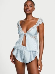 Victoria's Secret Palest Blue Butterfly Tease Satin Cami Set - Image 1 of 2