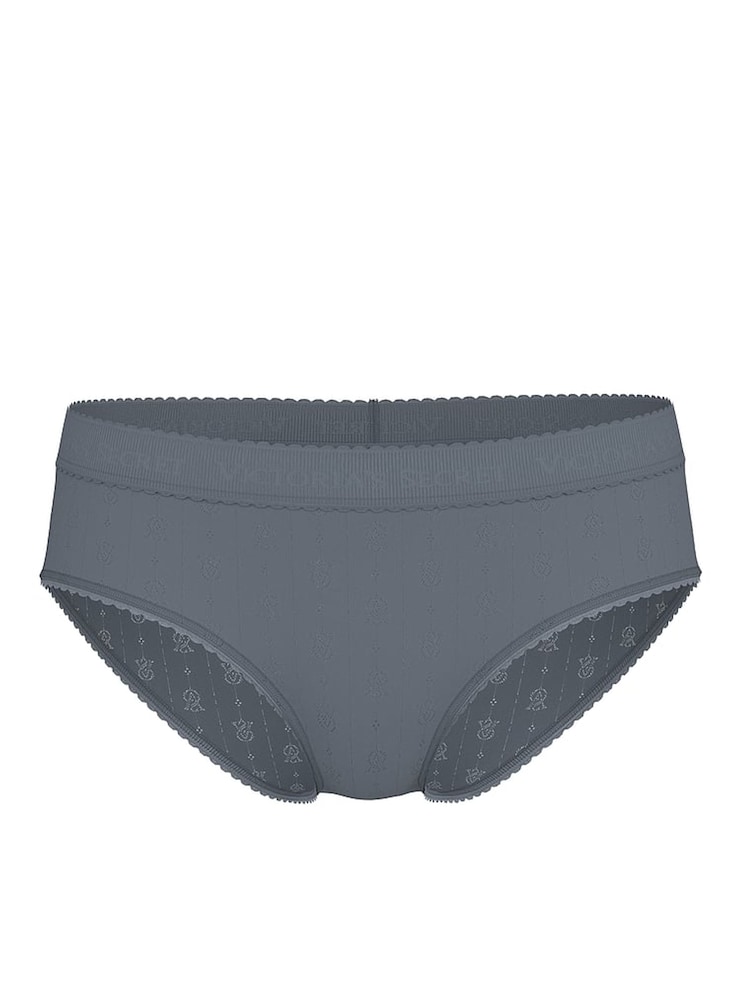 Victoria's Secret Dark Steel Grey Hipster Logo Pointelle Knickers - Image 3 of 3