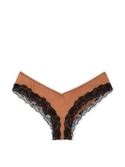 Victoria's Secret Caramel Nude Cheeky Lace Trim Knickers - Image 3 of 3