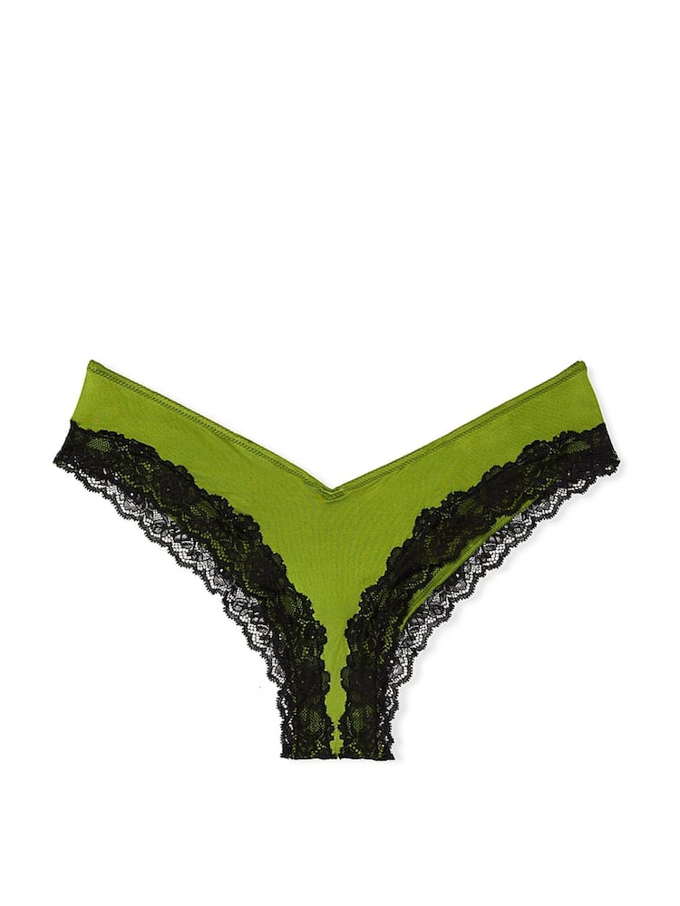 Victoria's Secret Pear Green Cheeky Lace Trim Knickers - Image 3 of 3