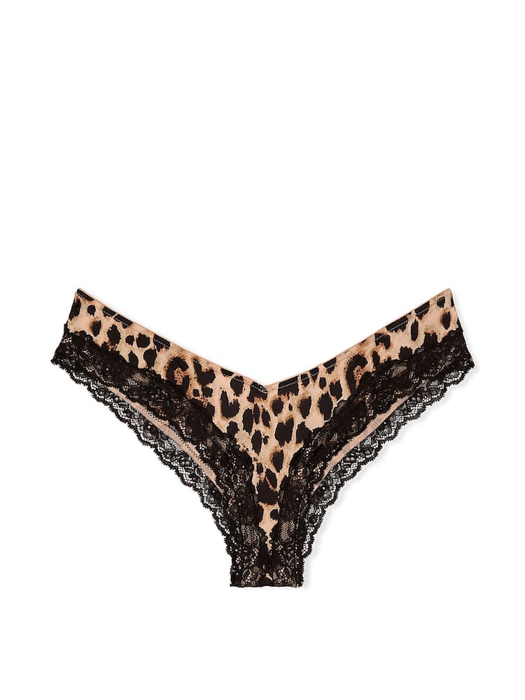 Victoria's Secret Leopard Brown Cheeky Lace Trim Knickers - Image 3 of 3