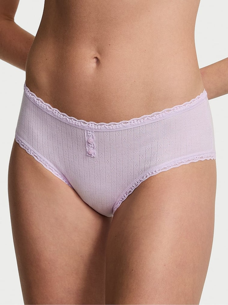 Victoria's Secret Delicate Violet Purple Cheeky Cotton Pointelle Knickers - Image 1 of 3 Victoria's Secret Delicate Violet Purple Cheeky Cotton Pointelle Knickers - Image 1 of 3
