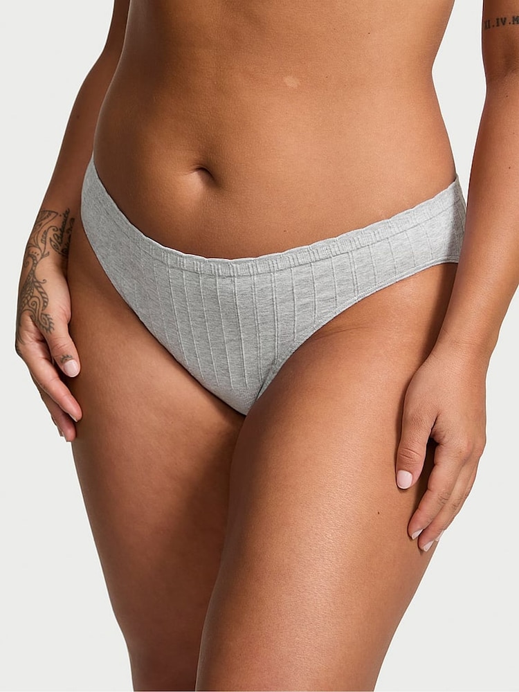 Victoria's Secret Grey Heather Bikini Ribbed Knickers - Image 1 of 3