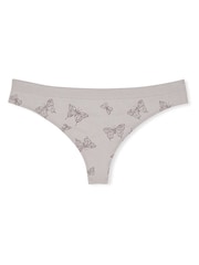 Victoria's Secret Silver Pearl Grey Butterfly Thong Knickers - Image 3 of 3