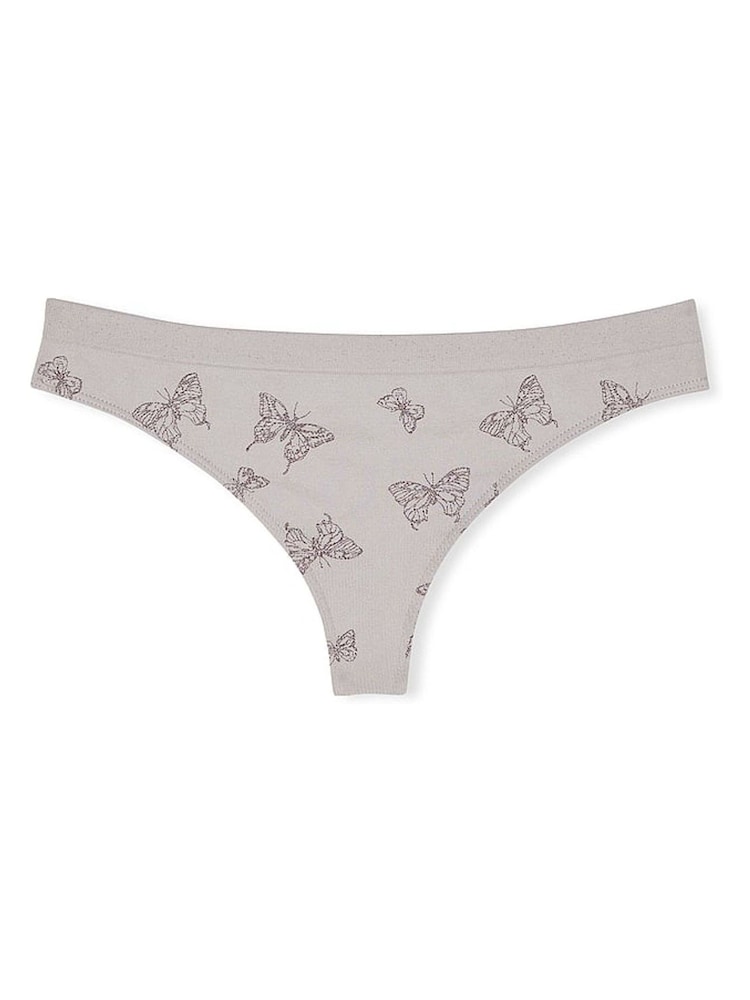 Victoria's Secret Silver Pearl Grey Butterfly Thong Knickers - Image 3 of 3