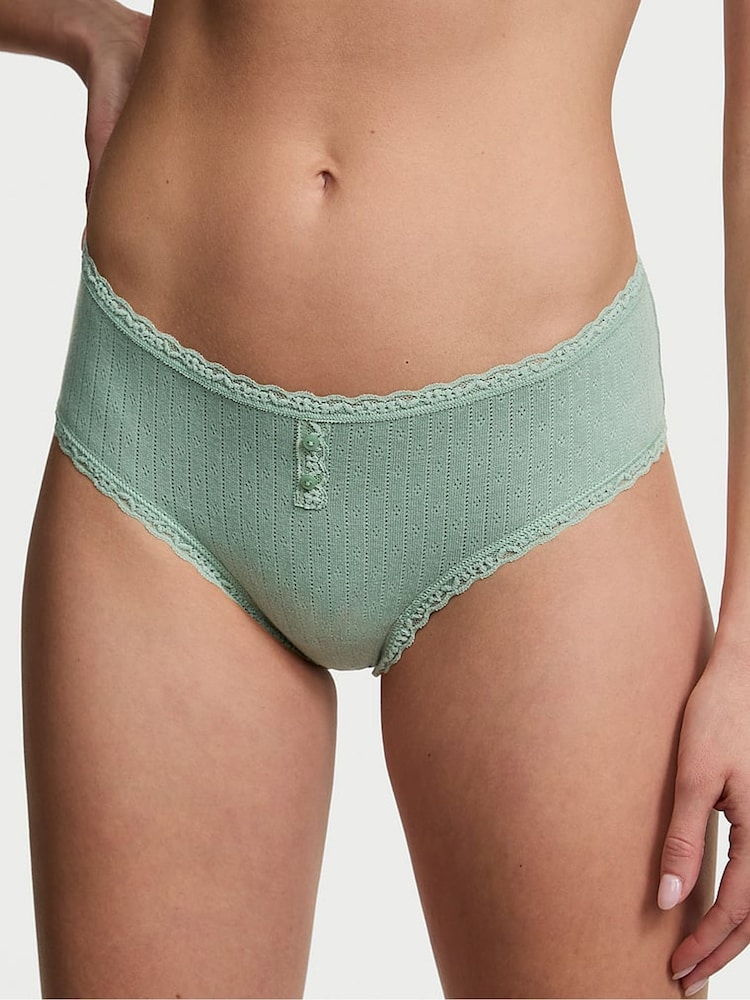 Victoria's Secret Seasalt Green Cheeky Cotton Pointelle Knickers - Image 1 of 3