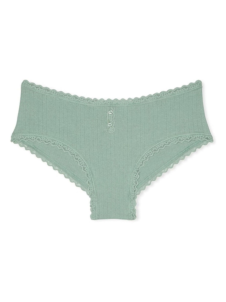 Victoria's Secret Seasalt Green Cheeky Cotton Pointelle Knickers - Image 3 of 3