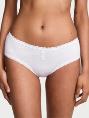 Victoria's Secret White Cheeky Cotton Pointelle Knickers - Image 1 of 3