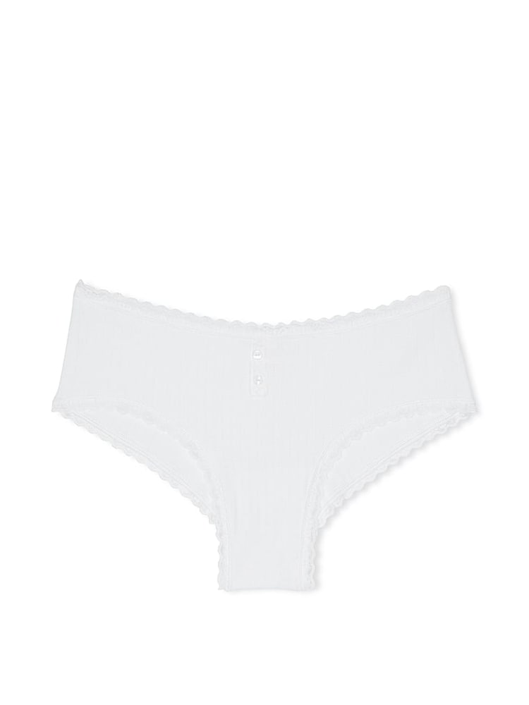 Victoria's Secret White Cheeky Cotton Pointelle Knickers - Image 3 of 3
