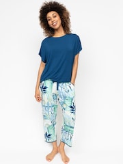 Cyberjammies Blue Slouch Top Watercolour Landscape Pyjama Top - Image 1 of 3