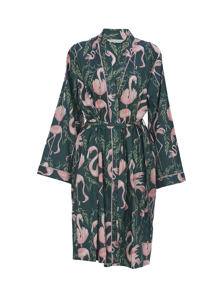 Cyberjammies Emerald Flamingo Print Short Dressing Gown - Imagen 3 de 3 Cyberjammies Emerald Flamingo Print Short Dressing Gown - Imagen 3 de 3