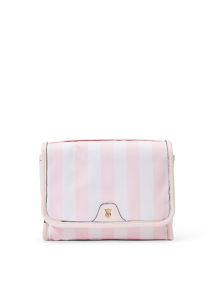 Victoria's Secret Pink Stripe Jetsetter Hanging Makeup Bag - Image 1 of 3