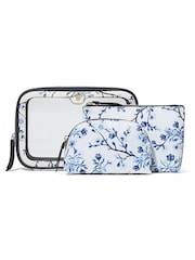 Victoria's Secret Blue and White Travel Trio Makeup Bag - Image 1 of 2