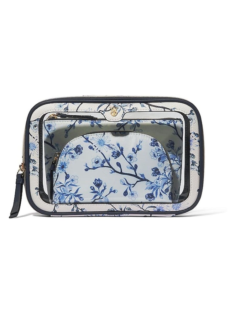 Victoria's Secret Blue and White Travel Trio Makeup Bag - Image 2 of 2