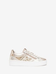 NeroGiardini Silver Leather Laser Cut Platform Trainers - Image 2 of 6