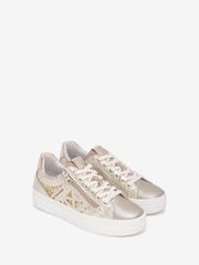 NeroGiardini Silver Leather Laser Cut Platform Trainers - Image 3 of 6