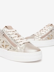 NeroGiardini Silver Leather Laser Cut Platform Trainers - Image 4 of 6