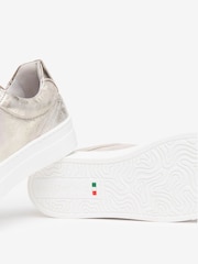 NeroGiardini Silver Leather Laser Cut Platform Trainers - Image 5 of 6