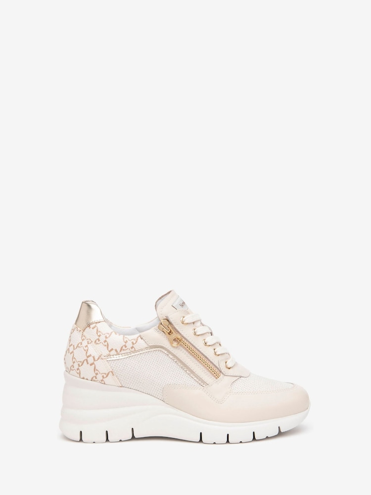 NeroGiardini Cream Leather Wedge Trainers - Image 2 of 6