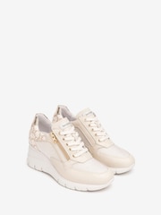 NeroGiardini Cream Leather Wedge Trainers - Image 3 of 6