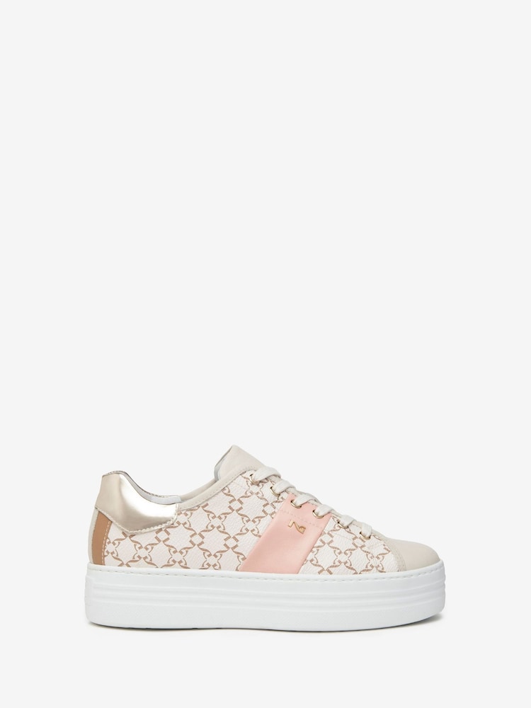NeroGiardini Cream Leather Lace Up Platform Trainers - Image 2 of 5