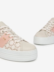 NeroGiardini Cream Leather Lace Up Platform Trainers - Image 4 of 5
