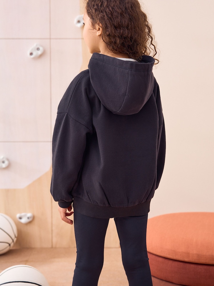 Black Zip Through Sports Hoodie (3-16yrs) - Image 2 of 9 Black Zip Through Sports Hoodie (3-16yrs) - Image 2 of 9