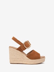 NeroGiardini Tan Brown Suede Block Heel Platform Sandals - Image 1 of 5