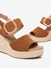 NeroGiardini Tan Brown Suede Block Heel Platform Sandals - Image 3 of 5