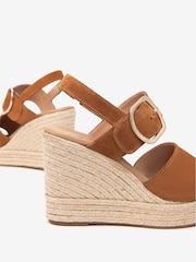 NeroGiardini Tan Brown Suede Block Heel Platform Sandals - Image 4 of 5