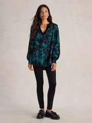 White Stuff Green Bay Print Longline Top - Image 1 of 6