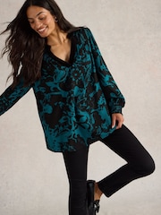 White Stuff Green Bay Print Longline Top - Image 3 of 6