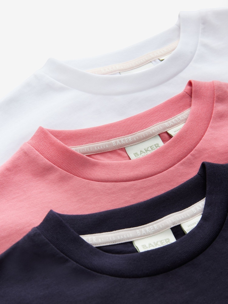 Baker by Ted Baker Frill Detail 100% Cotton T-Shirts 3 Pack - Image 6 of 7