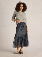 White Stuff Blue Nova Tulle Sparkle Skirt - Image 1 of 6