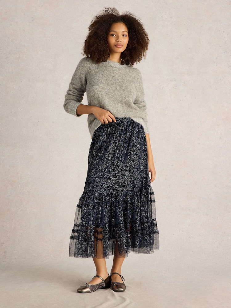 White Stuff Blue Nova Tulle Sparkle Skirt - Image 1 of 6