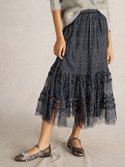 White Stuff Blue Nova Tulle Sparkle Skirt - Image 2 of 6