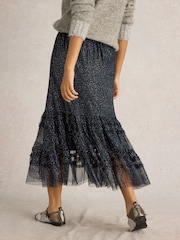 White Stuff Blue Nova Tulle Sparkle Skirt - Image 3 of 6