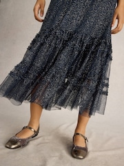 White Stuff Blue Nova Tulle Sparkle Skirt - Image 4 of 6
