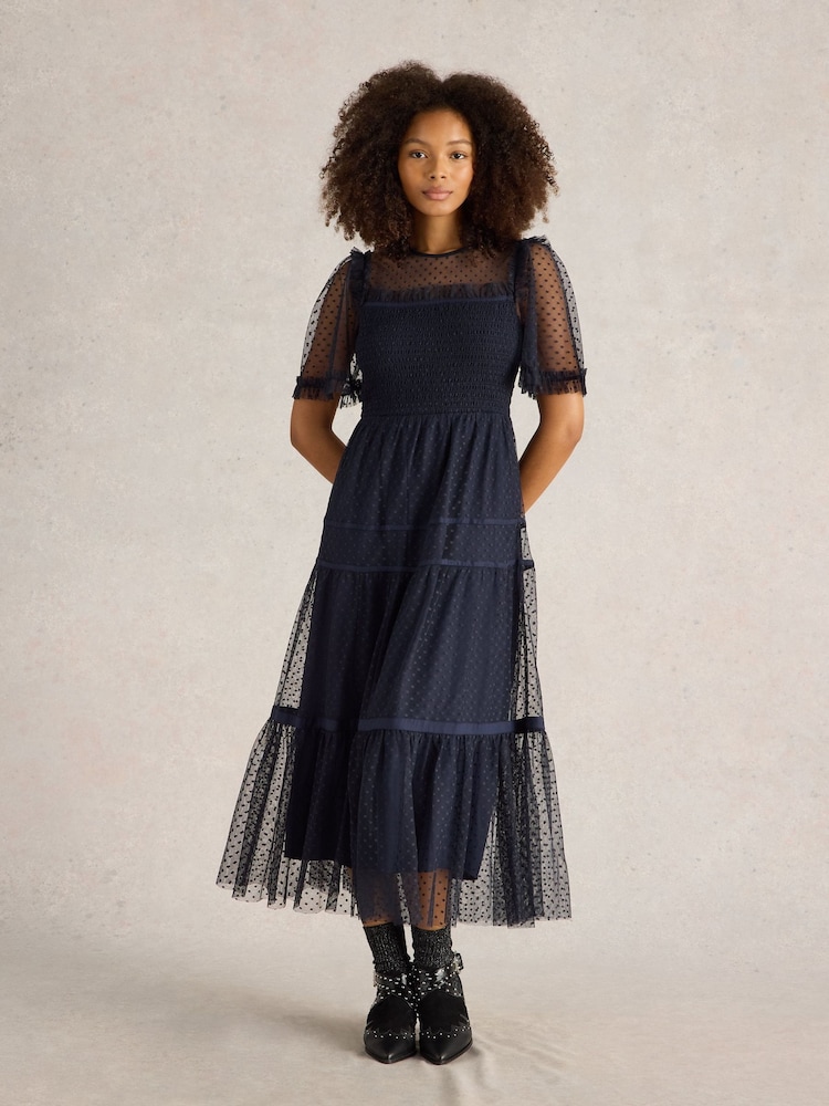 White Stuff Blue Nova Tulle Dress - Image 1 of 6