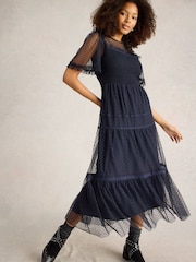 White Stuff Blue Nova Tulle Dress - Image 3 of 6