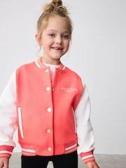 Baker by Ted Baker Coral Pink Varsity Back Print Bomber Jacket - Image 1 of 13