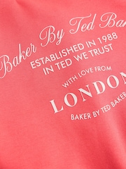 Baker by Ted Baker Coral Pink Varsity Back Print Bomber Jacket - Image 10 of 13