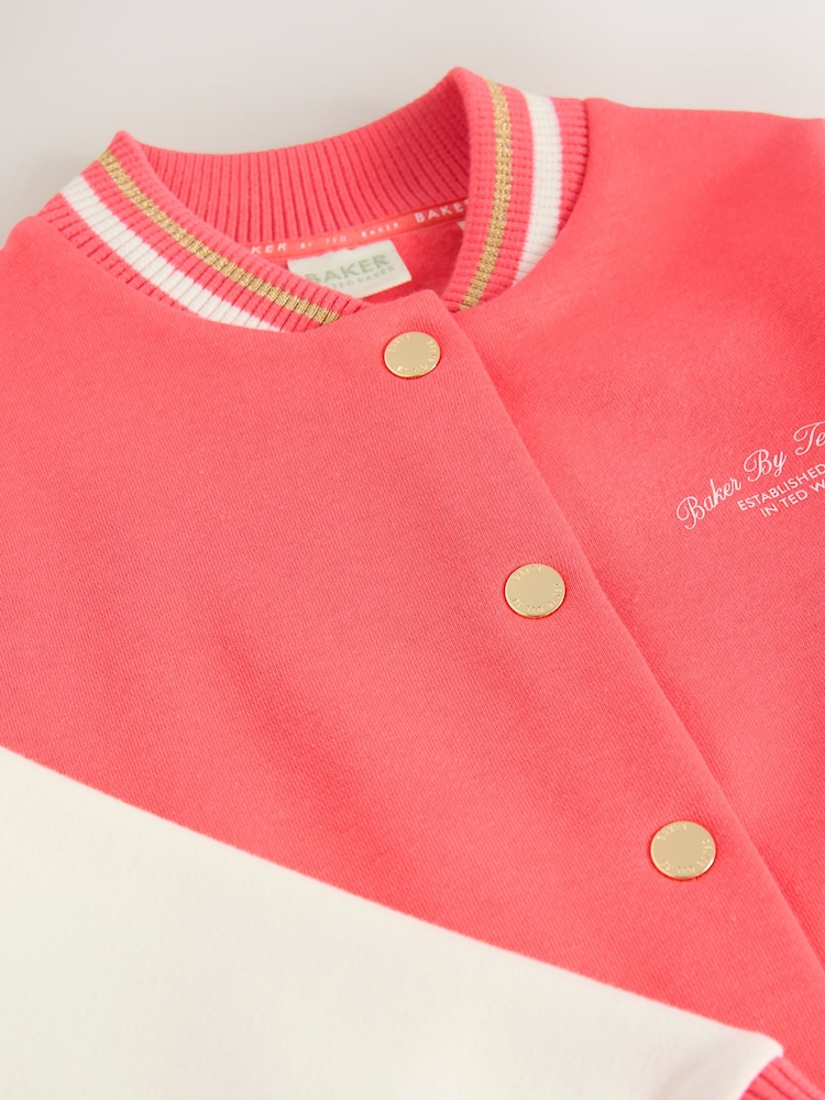 Baker by Ted Baker Coral Pink Varsity Back Print Bomber Jacket - Image 13 of 13