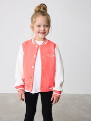Baker by Ted Baker Coral Pink Varsity Back Print Bomber Jacket - Image 2 of 13