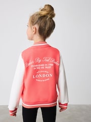 Baker by Ted Baker Coral Pink Varsity Back Print Bomber Jacket - Image 3 of 13